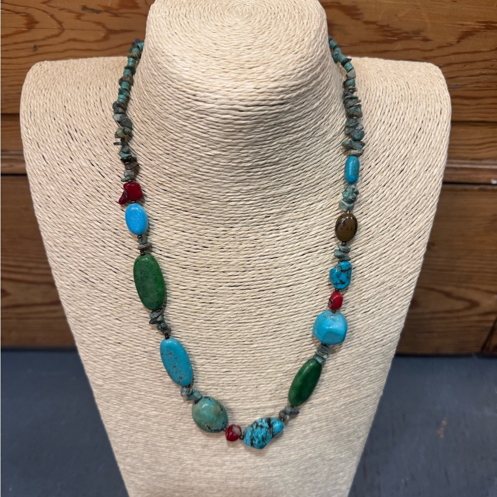 Genuine Turquoise and Green Beaded Necklace